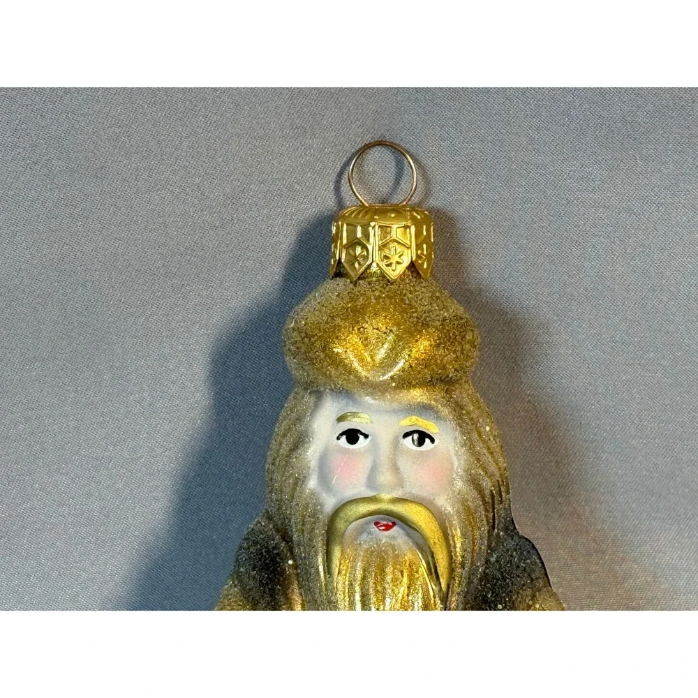 Vintage Christopher Radko Ornament Timber Claus Santa‎ Glass Christmas Sparkly